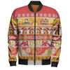 Redcliffe Dolphins Christmas Aboriginal Custom Bomber Jacket - Indigenous Knitted Ugly Xmas Style Bomber Jacket