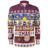 Manly Warringah Sea Eagles Christmas Aboriginal Custom Long Sleeve Shirt - Indigenous Knitted Ugly Xmas Style Long Sleeve Shirt