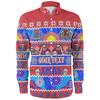 Newcastle Knights Christmas Aboriginal Custom Long Sleeve Shirt - Indigenous Knitted Ugly Xmas Style Long Sleeve Shirt