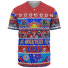 Newcastle Knights Christmas Aboriginal Custom Baseball Shirt - Indigenous Knitted Ugly Xmas Style Baseball Shirt