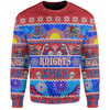 Newcastle Knights Christmas Aboriginal Custom Sweatshirt - Indigenous Knitted Ugly Xmas Style Sweatshirt