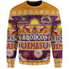 Brisbane Broncos Christmas Aboriginal Custom Sweatshirt - Indigenous Knitted Ugly Xmas Style Sweatshirt