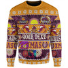 Brisbane Broncos Christmas Aboriginal Custom Sweatshirt - Indigenous Knitted Ugly Xmas Style Sweatshirt