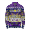 Melbourne Storm Christmas Aboriginal Custom Long Sleeve Polo Shirt - Indigenous Knitted Ugly Xmas Style Long Sleeve Polo Shirt