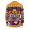 Brisbane Broncos Christmas Aboriginal Custom Long Sleeve T-shirt - Indigenous Knitted Ugly Xmas Style Long Sleeve T-shirt