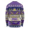 Melbourne Storm Christmas Aboriginal Custom Long Sleeve T-shirt - Indigenous Knitted Ugly Xmas Style Long Sleeve T-shirt