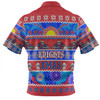 Newcastle Knights Christmas Aboriginal Custom Zip Polo Shirt - Indigenous Knitted Ugly Xmas Style Zip Polo Shirt