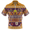 Brisbane Broncos Christmas Aboriginal Custom Zip Polo Shirt - Indigenous Knitted Ugly Xmas Style Zip Polo Shirt