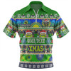 Canberra Raiders Christmas Aboriginal Custom Zip Polo Shirt - Indigenous Knitted Ugly Xmas Style Zip Polo Shirt