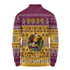 Brisbane Broncos Christmas Custom Long Sleeve Polo Shirt - Chrissie Spirit Long Sleeve Polo Shirt