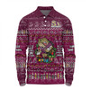 Queensland Cane Toads Christmas Custom Long Sleeve Polo Shirt - Chrissie Spirit Long Sleeve Polo Shirt