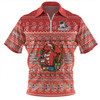 St. George Illawarra Dragons Christmas Custom Zip Polo Shirt - Chrissie Spirit Zip Polo Shirt