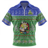 Canberra Raiders Christmas Custom Zip Polo Shirt - Chrissie Spirit Zip Polo Shirt