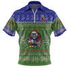 New Zealand Warriors Christmas Custom Zip Polo Shirt - Chrissie Spirit Zip Polo Shirt