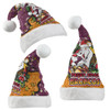 Brisbane Broncos Christmas Hat - Merry Christmas Our Beloved Team With Aboriginal Dot Art Pattern