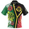 Australia  South Sea Islanders Polo Shirt - Vanuatu Flag With Habiscus Flowers Polo Shirt