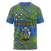 Australia  South Sea Islanders T-shirt - Solomon Islands Symbol In Polynesian Patterns With Tropical Flowers Style T-shirt