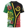 Australia  South Sea Islanders T-shirt - Vanuatu Flag With Habiscus Flowers T-shirt