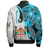 Australia  South Sea Islanders Bomber Jacket - Fiji With Polynesian Tapa Patterns And Coat Of Arms Symbol Bomber Jacket