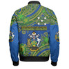 Australia  South Sea Islanders Bomber Jacket - Solomon Islands Symbol In Polynesian Patterns With Tropical Flowers Style Bomber Jacket