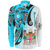 Australia  South Sea Islanders Long Sleeve Shirt - Fiji With Polynesian Tapa Patterns And Coat Of Arms Symbol Long Sleeve Shirt