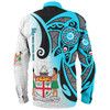 Australia  South Sea Islanders Long Sleeve Shirt - Fiji With Polynesian Tapa Patterns And Coat Of Arms Symbol Long Sleeve Shirt