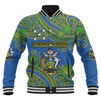 Australia  South Sea Islanders Baseball Jacket - Solomon Islands Symbol In Polynesian Patterns With Tropical Flowers Style Baseball Jacket