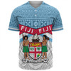 Australia South Sea Islanders Baseball Shirt - Fiji In Fijian Tapa Pattern Coat Of Arms Symbol Baseball Shirt