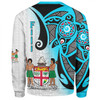 Australia  South Sea Islanders Sweatshirt - Fiji With Polynesian Tapa Patterns And Coat Of Arms Symbol Sweatshirt