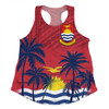 Australia  South Sea Islanders Women Racerback Singlet - Gilbert Islands In Polynesian Pattern With Coconut Trees Women Racerback Singlet