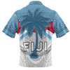 Australia South Sea Islanders Zip Polo Shirt - Fiji In Fijian Tapa Pattern Coat Of Arms Symbol Zip Polo Shirt