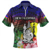 Australia  South Sea Islanders Zip Polo Shirt - I'm New Caledonian In Polynesian Style With Tropical Hibiscus Flowers Zip Polo Shirt