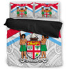 Australia South Sea Islanders Bedding Set - Fiji In Fijian Tapa Pattern Coat Of Arms Symbol Bedding Set