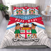 Australia South Sea Islanders Bedding Set - Fiji In Fijian Tapa Pattern Coat Of Arms Symbol Bedding Set