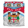 Australia South Sea Islanders Bedding Set - Fiji In Fijian Tapa Pattern Coat Of Arms Symbol Bedding Set