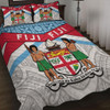 Australia South Sea Islanders Quilt Bed Set - Fiji In Fijian Tapa Pattern Coat Of Arms Symbol Quilt Bed Set