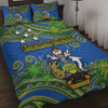 Australia  South Sea Islanders Quilt Bed Set - Solomon Islands Symbol In Polynesian Patterns With Tropical Flowers Style Quilt Bed Set