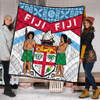 Australia South Sea Islanders Quilt - Fiji In Fijian Tapa Pattern Coat Of Arms Symbol Quilt