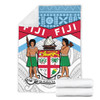 Australia South Sea Islanders Blanket - Fiji In Fijian Tapa Pattern Coat Of Arms Symbol Blanket