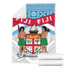 Australia South Sea Islanders Blanket - Fiji In Fijian Tapa Pattern Coat Of Arms Symbol Blanket
