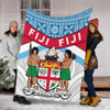 Australia South Sea Islanders Blanket - Fiji In Fijian Tapa Pattern Coat Of Arms Symbol Blanket