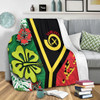 Australia  South Sea Islanders Blanket - Vanuatu Flag With Habiscus Flowers Blanket