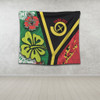 Australia  South Sea Islanders Tapestry - Vanuatu Flag With Habiscus Flowers Tapestry