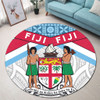 Australia South Sea Islanders Round Rug - Fiji In Fijian Tapa Pattern Coat Of Arms Symbol Round Rug