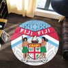 Australia South Sea Islanders Round Rug - Fiji In Fijian Tapa Pattern Coat Of Arms Symbol Round Rug