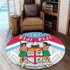 Australia South Sea Islanders Round Rug - Fiji In Fijian Tapa Pattern Coat Of Arms Symbol Round Rug