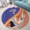 Australia  South Sea Islanders Round Rug - New Ireland Flag With Polynesian Shark Pattern Round Rug