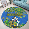 Australia  South Sea Islanders Round Rug - Solomon Islands Symbol In Polynesian Patterns With Tropical Flowers Style Round Rug