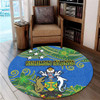 Australia  South Sea Islanders Round Rug - Solomon Islands Symbol In Polynesian Patterns With Tropical Flowers Style Round Rug