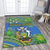 Australia  South Sea Islanders Area Rug - Solomon Islands Symbol In Polynesian Patterns With Tropical Flowers Style Area Rug